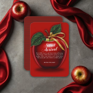Sweet Arrival Red Apple Baby Shower Enclosure Card