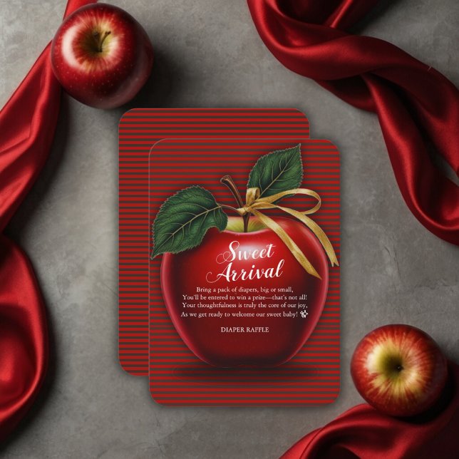 Sweet Arrival Red Apple Baby Shower Enclosure Card (Creator Uploaded)