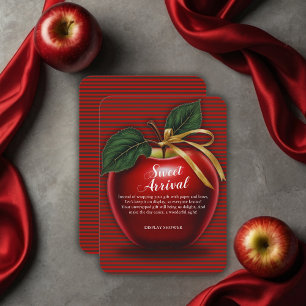 Sweet Arrival Red Apple Baby Shower Enclosure Card