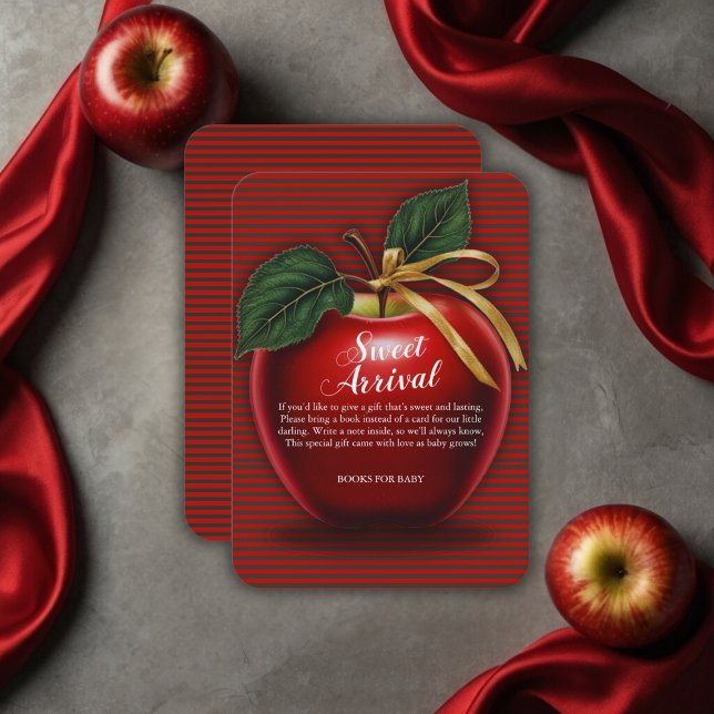 Sweet Arrival Red Apple Baby Shower Enclosure Card (Creator Uploaded)