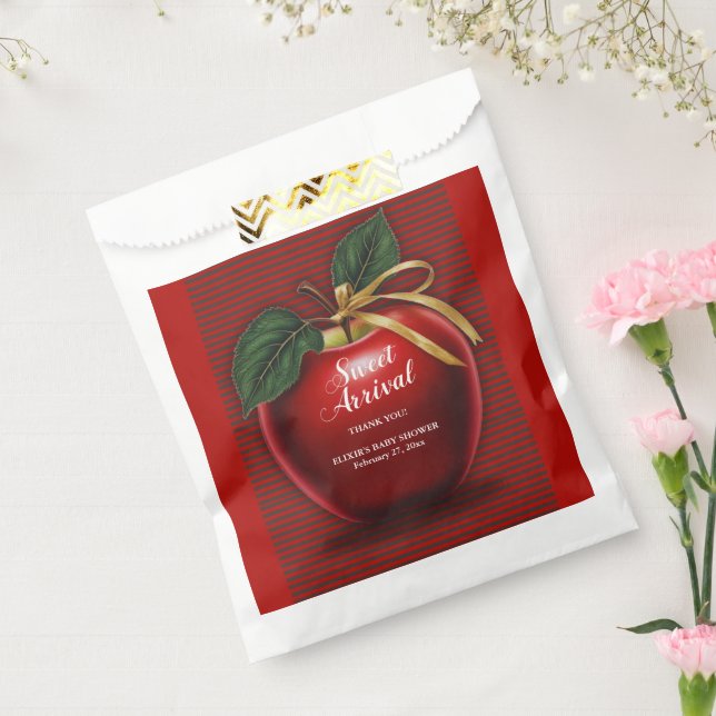 Sweet Arrival Red Apple Baby Shower Favor Bag (Sealed)