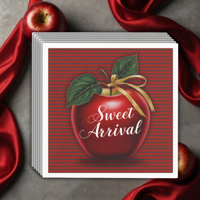 Sweet Arrival Red Apple Baby Shower Napkins (Creator Uploaded)