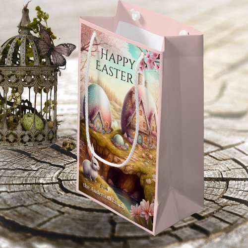 Sweet Artistic Fantasy Eggs and Easter Bunny Small Gift Bag