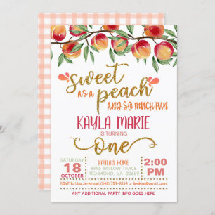 Sweet as a Peach 1st Birthday Invitation - W GG