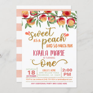 Sweet as a Peach 1st Birthday Invitation - W ST