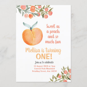 Sweet as a peach and so much fun Birthday Invitation