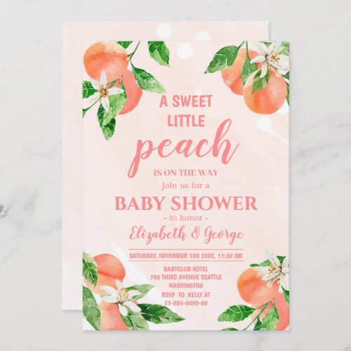 Sweet as a Peach Baby Shower Invitation