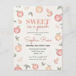 Sweet as a peach baby shower invite