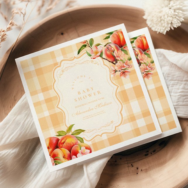Sweet As A Peach Baby Shower Napkins (Creator Uploaded)