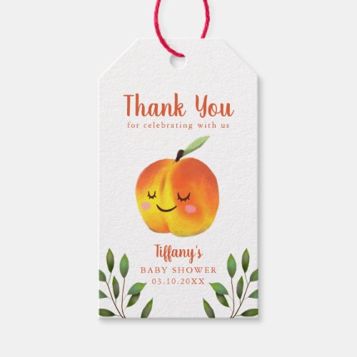 Sweet As A Peach Baby Shower Thank You Favor Gift Tags
