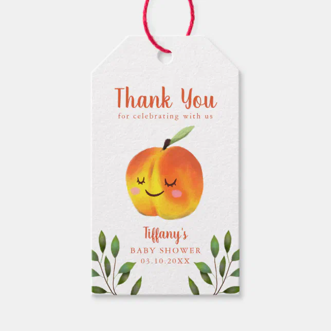 Sweet As A Peach Baby Shower Thank You Favor Gift Tags | Zazzle