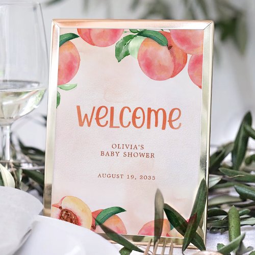 Sweet as a Peach Baby Shower Welcome Sign
