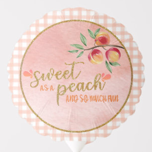 Sweet as a Peach Birthday Balloon - Gingham (P)