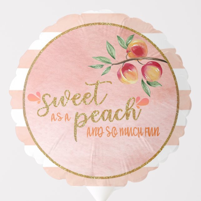 Sweet as a Peach Birthday Balloon - Stripes (P) (Front)