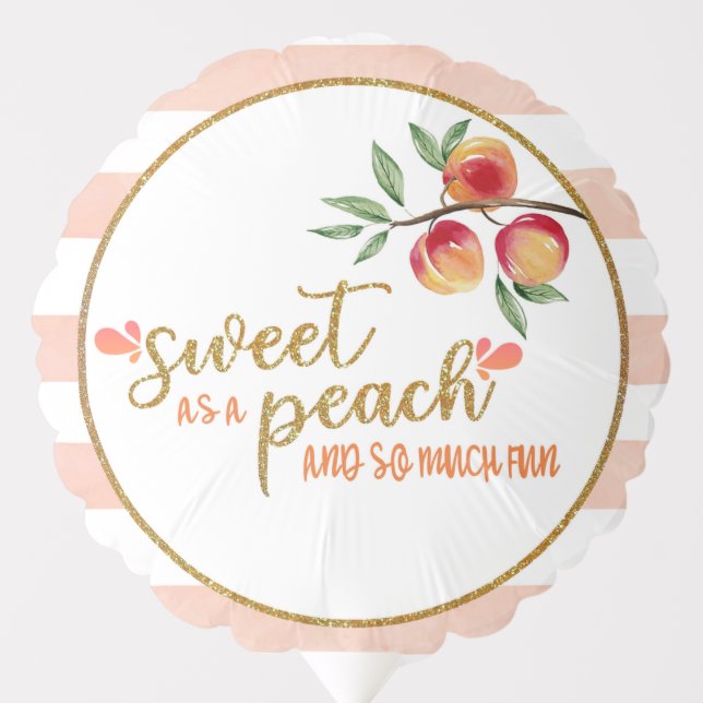 Sweet as a Peach Birthday Balloon - Stripes (W) (Front)