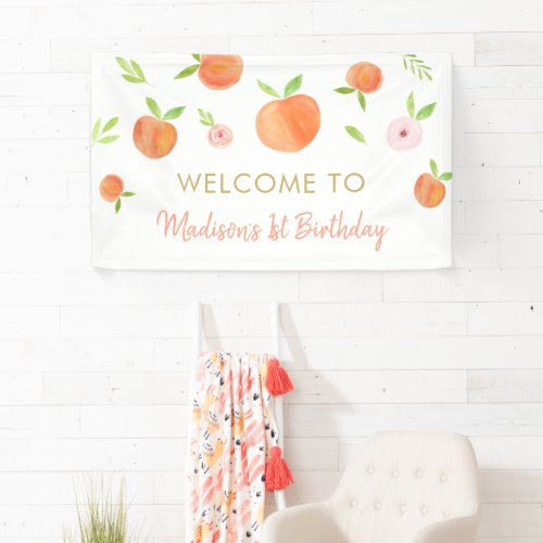 Sweet As A Peach Birthday Banner