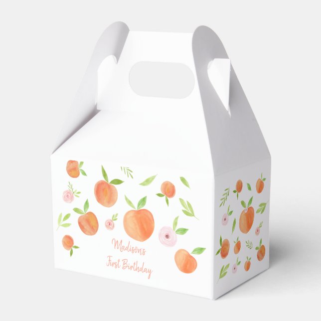 Sweet As A Peach Birthday Favor Boxes (Front Side)