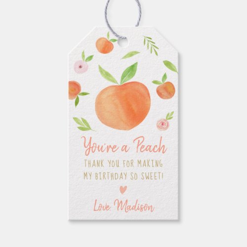 Sweet As A Peach Birthday Gift Tags