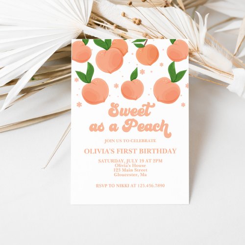 Sweet as a Peach Birthday Invitation