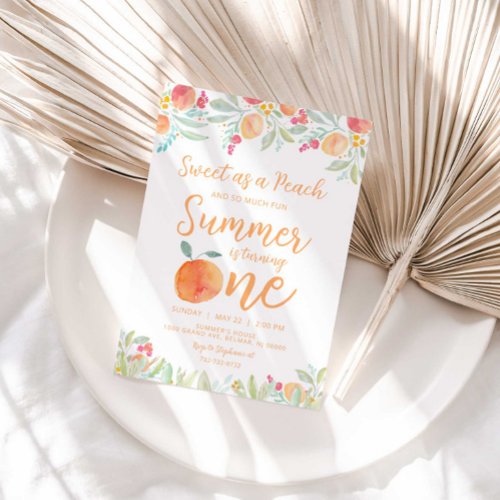 Sweet as a Peach Birthday Invitation