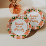 Sweet as a Peach Birthday Paper Plates<br><div class="desc">Sweet as a Peach! Birthday party plates with peaches and peach colored plaid.</div>