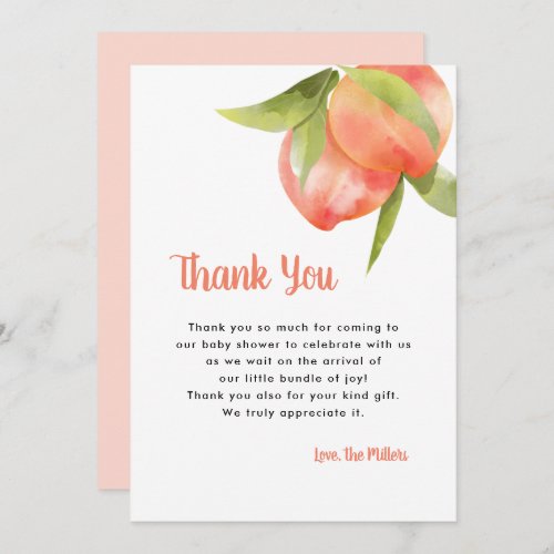 Sweet As A Peach Birthday Party Thank You Invitati Invitation