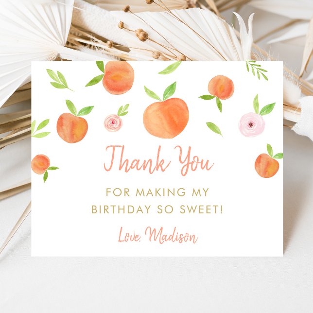 Sweet As A Peach Birthday Thank You Card (Creator Uploaded)