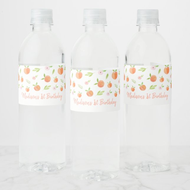 Sweet As A Peach Birthday Water Bottle Label (Bottles)