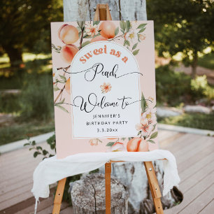 Sweet as a peach birthday welcome foam board