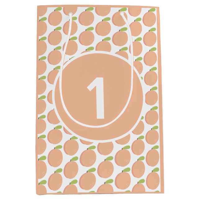 Sweet as a Peach Blossom Peachy Birthday Medium Gift Bag (Front)