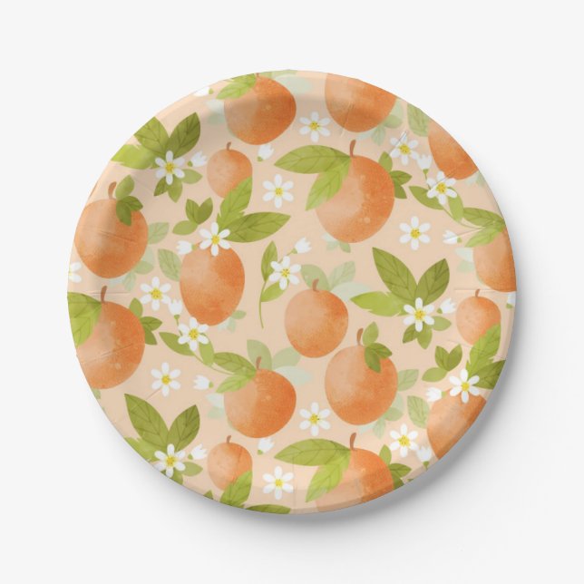 Sweet as a Peach Blossom Peachy Paper Plates (Front)