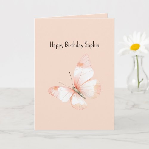 Sweet as a Peach Butterfly Birthday Card