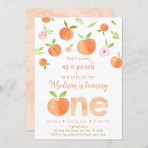 Sweet As A Peach First Birthday Invitation