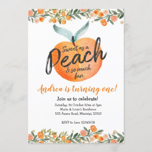 Sweet as a Peach First Birthday Invitation