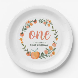 Sweet as a Peach First Birthday Paper Plates