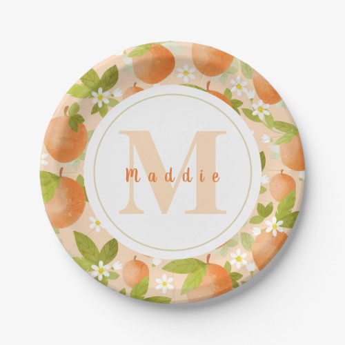Sweet As A Peach  Fruit Blossoms Birthday Paper P Paper Plates