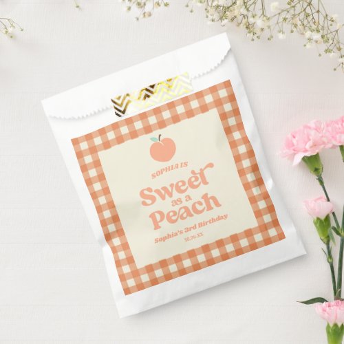 Sweet As A Peach Fruit Pink Orange Birthday Party Favor Bag