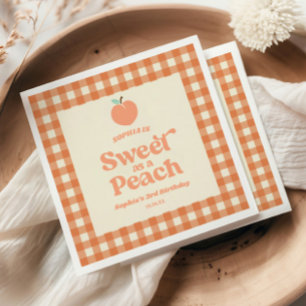 Sweet As A Peach Fruit Pink Orange Birthday Party Napkins
