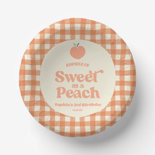Sweet As A Peach Fruit Pink Orange Birthday Party Paper Bowls