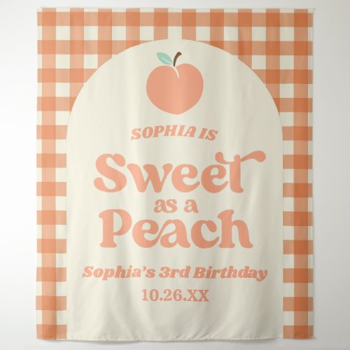 Sweet As A Peach Fruit Pink Orange Birthday Party Tapestry