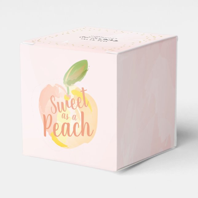 Sweet as a Peach Girl Pink Birthday Favor Boxes (Front Side)