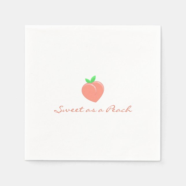 Sweet as a Peach Girly Birthday  Napkins (Front)