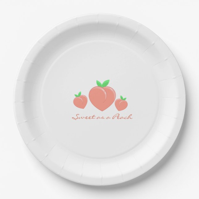 Sweet as a Peach Girly Birthday  Paper Plates (Front)
