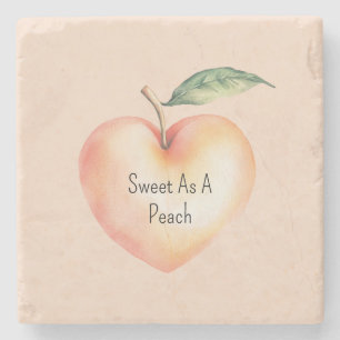 Sweet as a Peach Heart Stone Coaster