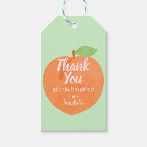 Sweet as a Peach Kids Thank You Gift Tags