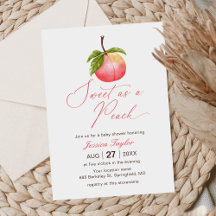 Sweet as a Peach Minimalist Baby Shower Invitation