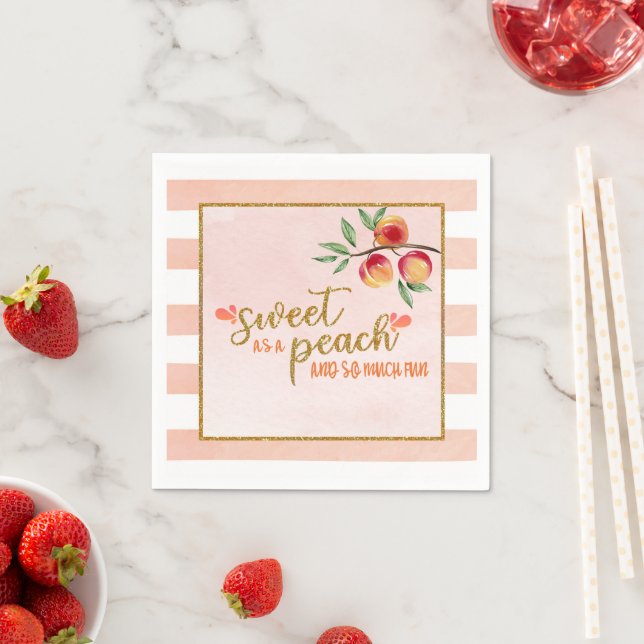 Sweet as a Peach Napkin - Stripes (P) (Insitu)