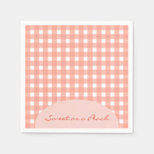 Sweet as a Peach Plaid Birthday Napkins