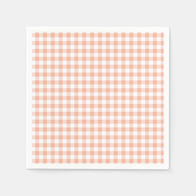Sweet as a Peach plaid Birthday Napkins (Front)