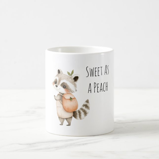 Sweet As A Peach Raccoon Backpack Coffee Mug (Center)
